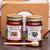 Jars of Blackberry and Wildflower Honey with wooden honey dipper in box