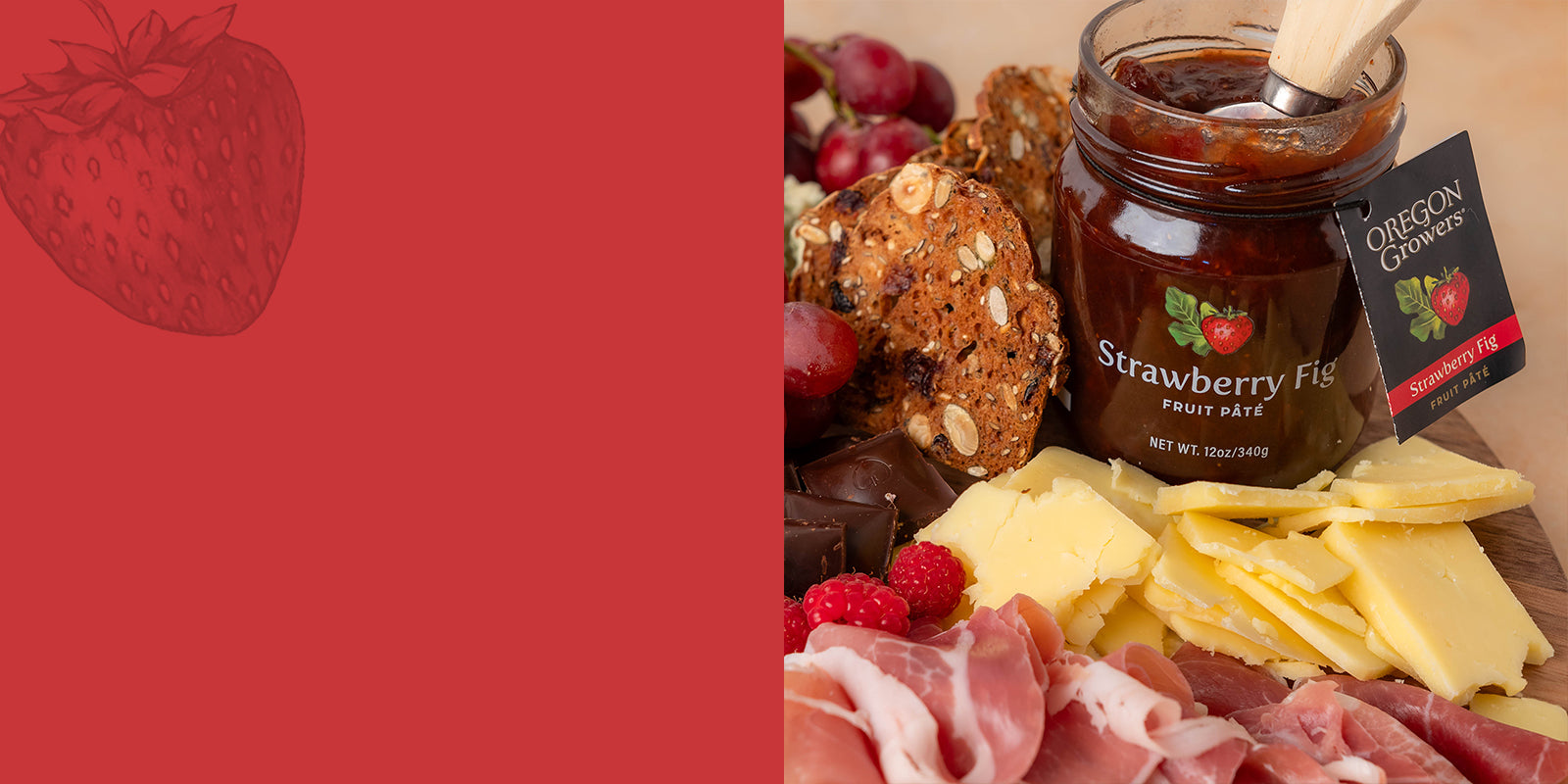 A promotional close-up of our strawberry fig fruit pate.